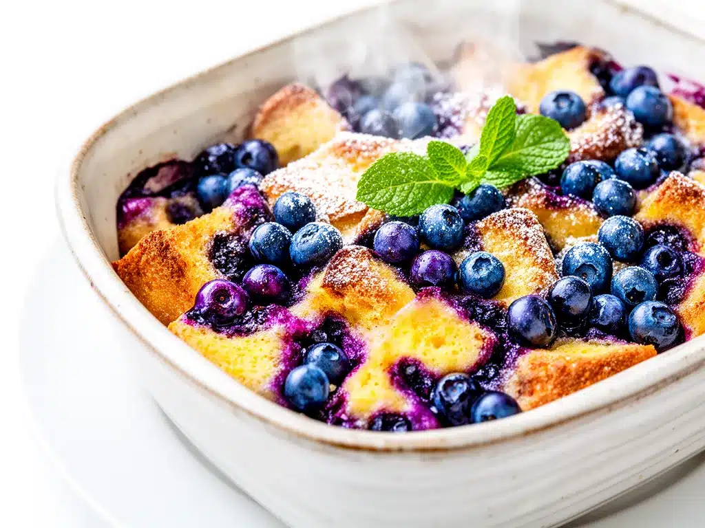 Baked Blueberry French Toast Casserole Easy Recipe with Simple Ingredients 4 baked blueberry French toast casserole preparation steps