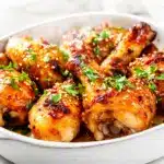 baked honey garlic chicken drumsticks - featured image