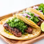 carne asada tacos with chimichurri - featured image