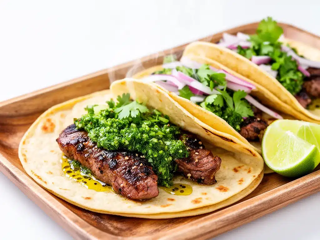Home 4 carne asada tacos with chimichurri - featured image