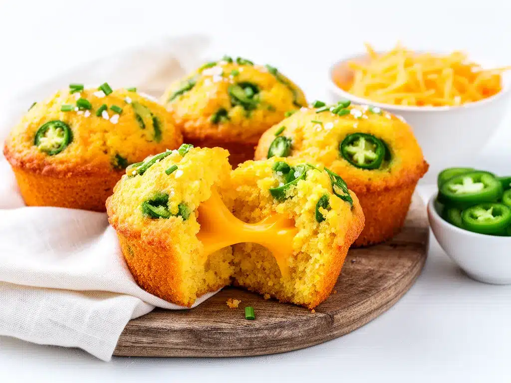 Cheesy Jalapeno Cornbread Muffins Recipe Easy 5 Ingredient Crowd-Pleaser 4 cheesy jalapeno cornbread muffins preparation steps