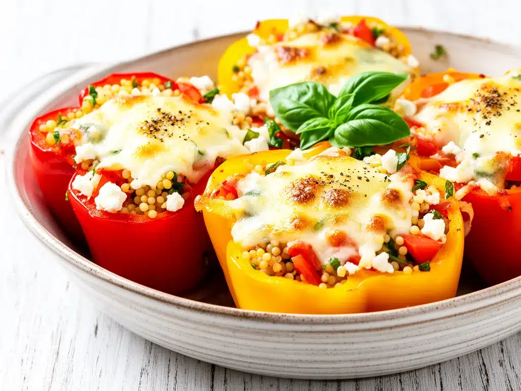 Home 1 cheesy mediterranean stuffed bell peppers - featured image
