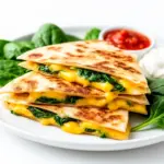 cheesy spinach quesadilla triangles - featured image