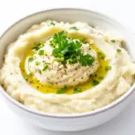 creamy garlic mashed cauliflower - featured image