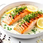 creamy lemon garlic salmon - featured image