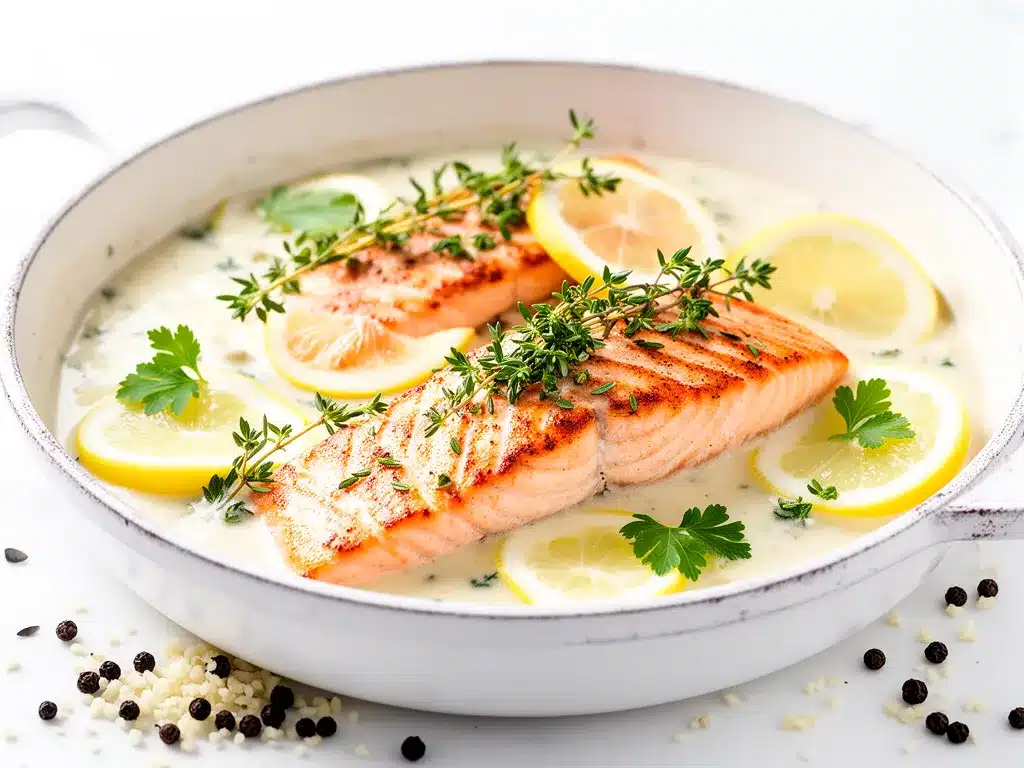 Creamy Lemon Garlic Salmon Recipe Easy for Busy Weeknight Dinners 4 creamy lemon garlic salmon preparation steps