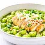 creamy pesto chicken gnocchi - featured image