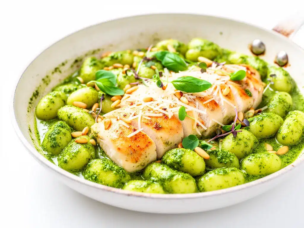 Creamy Pesto Chicken Gnocchi Recipe Easy Weeknight Dinner with Simple Ingredients 4 creamy pesto chicken gnocchi preparation steps