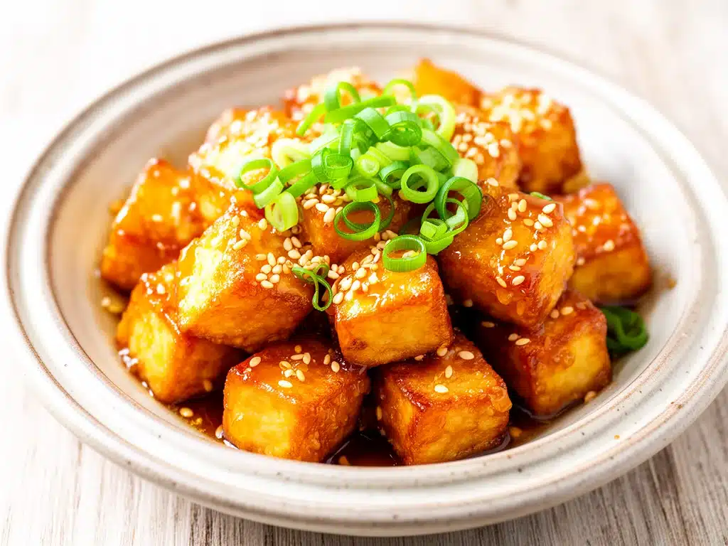 crispy honey garlic tofu - featured image