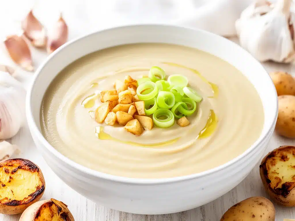 Home 1 fall roasted garlic potato leek soup - featured image