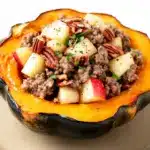 fall sausage and apple stuffed acorn squash - featured image