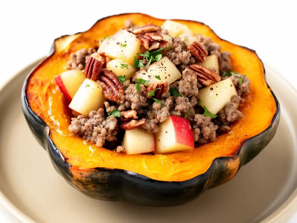 Home 2 fall sausage and apple stuffed acorn squash - featured image