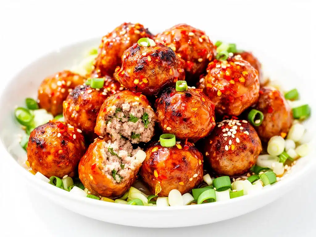 Home 2 Honey Sriracha Glazed Meatballs - featured image