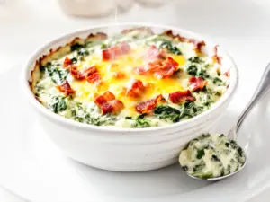 hot cheesy spinach bacon dip - featured image