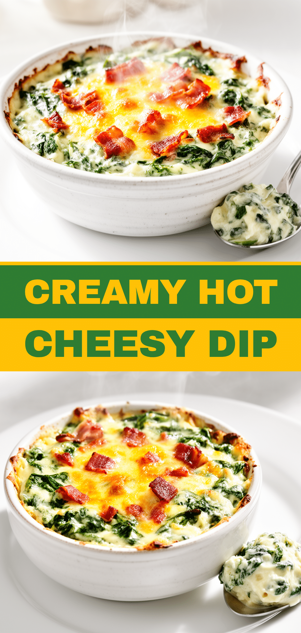 Hot Cheesy Spinach Bacon Dip Recipe Easy 5-Ingredient Crowd Pleaser 5 hot cheesy spinach bacon dip recipe