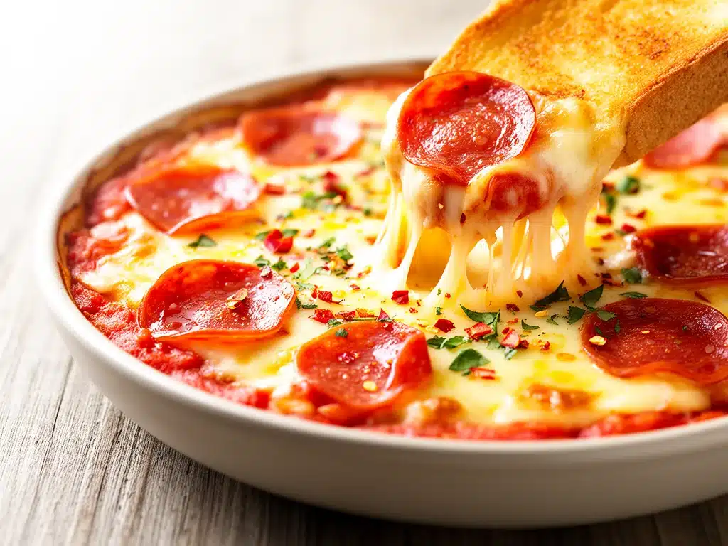 hot pizza dip with pepperoni - featured image