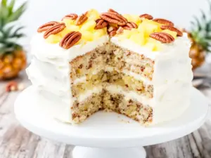 hummingbird cake with pineapple and pecans - featured image