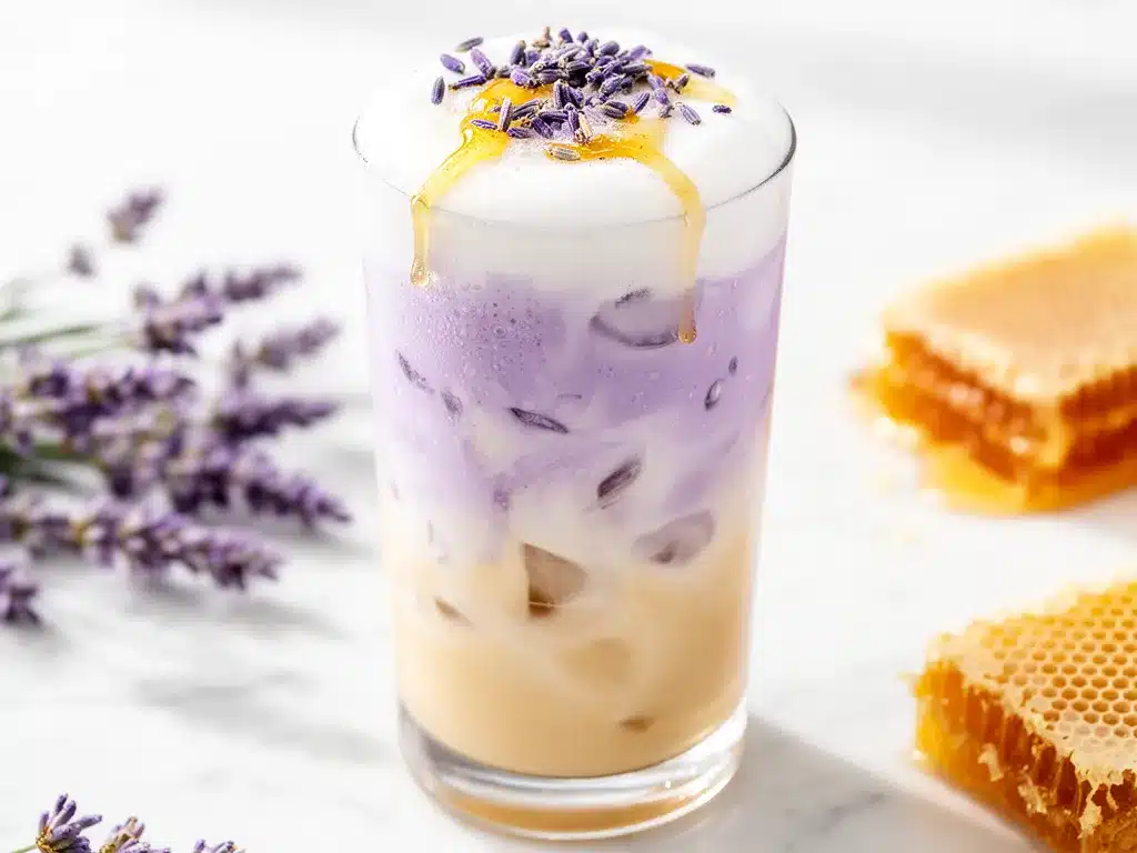 Iced Lavender Honey Latte Recipe Easy Creamy Layers for Busy Weeknights 4 iced lavender honey latte preparation steps
