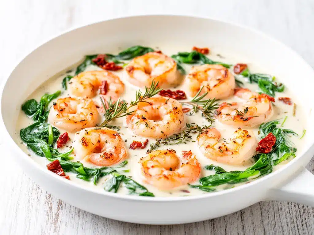 Keto Creamy Tuscan Garlic Shrimp Recipe Easy 20-Minute Dinner 4 keto creamy tuscan garlic shrimp preparation steps