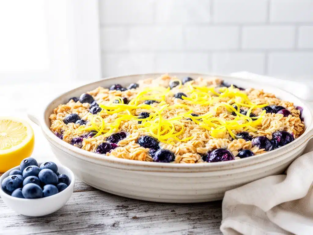 Lemon Blueberry Baked Oatmeal Easy Recipe with Simple Ingredients to Make on Repeat 4 lemon blueberry baked oatmeal preparation steps