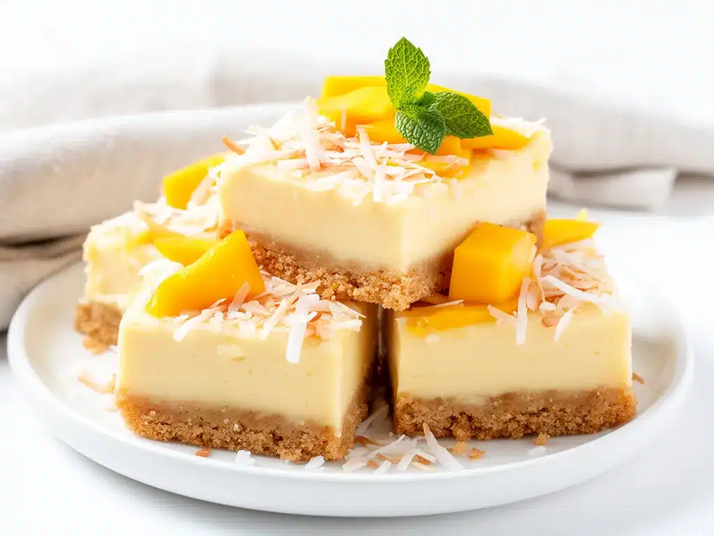 Mango Coconut Cheesecake Bars Recipe Easy Homemade Dessert Youll Love 4 Mango Coconut Cheesecake Bars preparation steps