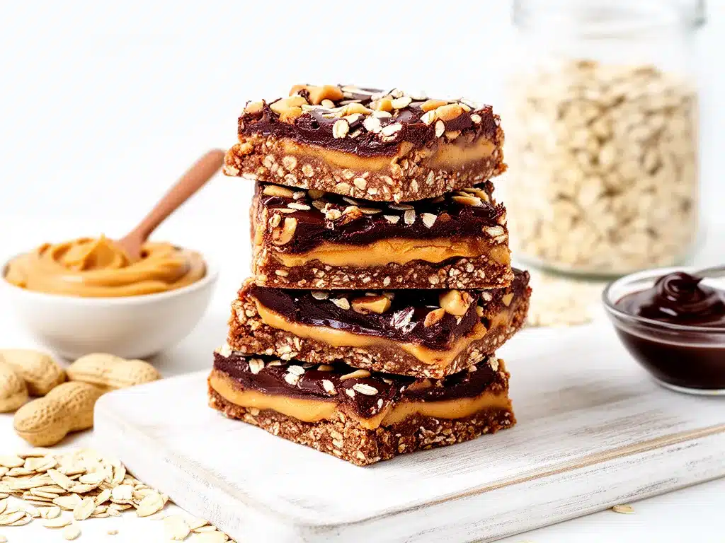 No-Bake Chocolate Peanut Butter Oat Bars Easy Homemade Recipe with Simple Ingredients 4 no-bake chocolate peanut butter oat bars preparation steps