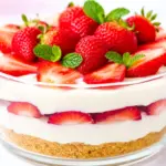 no-bake strawberry cheesecake lasagna - featured image