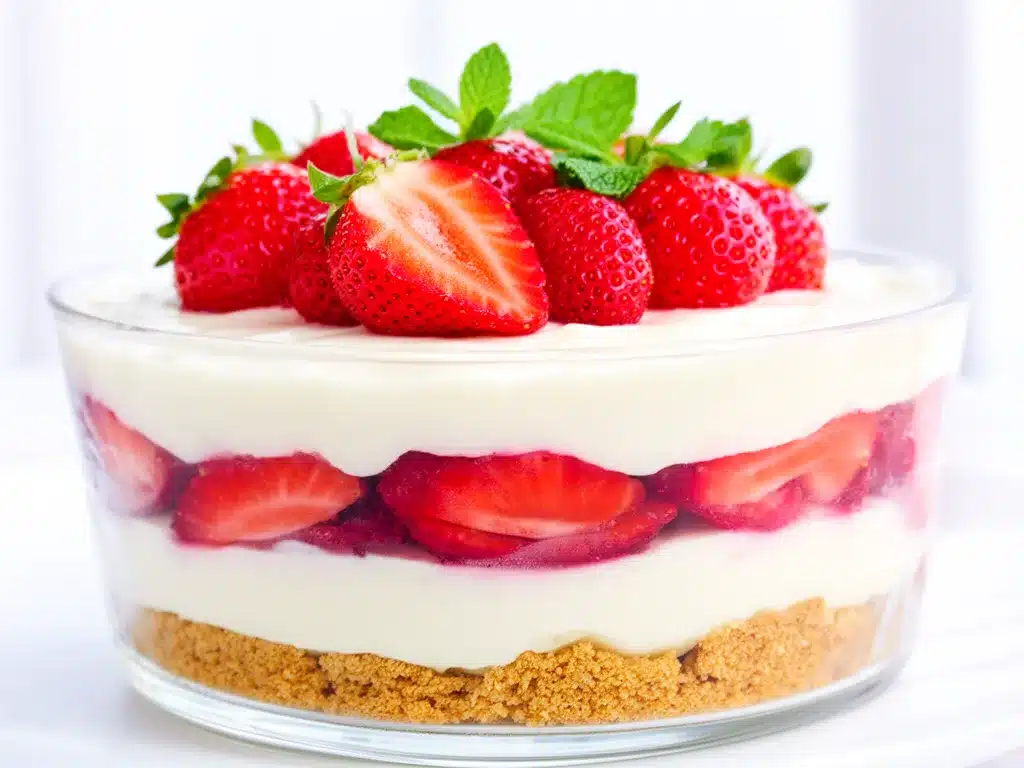 No-Bake Strawberry Cheesecake Lasagna Recipe Easy 5-Ingredient Dessert 4 no-bake strawberry cheesecake lasagna preparation steps