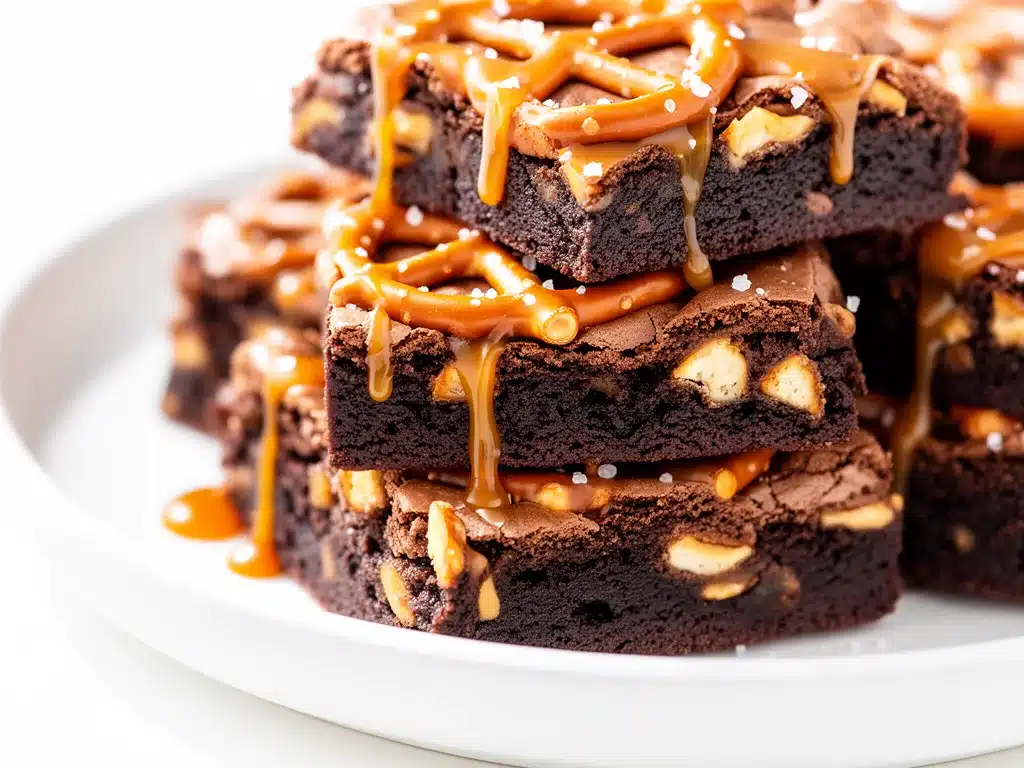 Home 3 salted caramel pretzel brownie bars - featured image