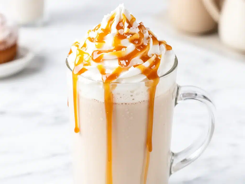 Salted Caramel White Hot Chocolate Recipe Easy Cozy Winter Drink 4 salted caramel white hot chocolate preparation steps