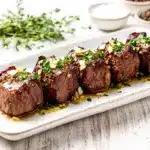 slow cooker garlic butter beef tips - featured image