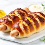 soft baked pretzel dogs - featured image