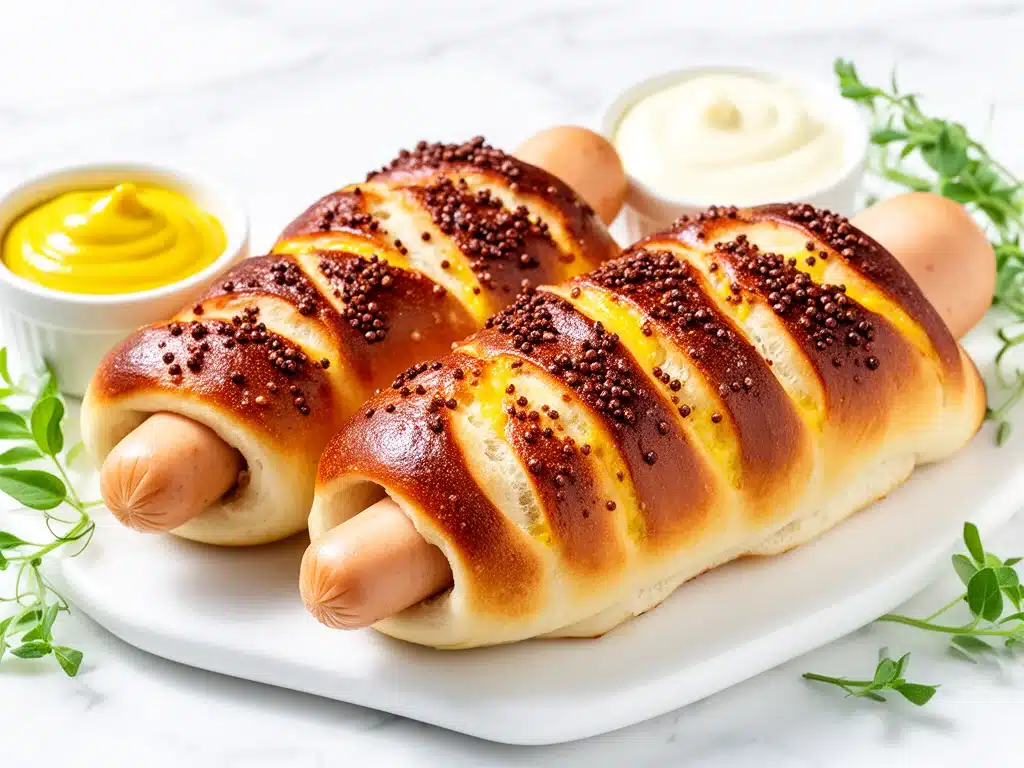 soft baked pretzel dogs - featured image
