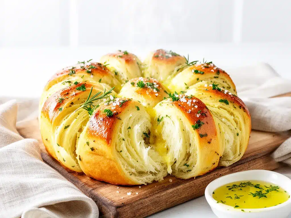 Soft Garlic Herb Pull-Apart Rolls Easy Homemade Recipe with Simple Ingredients 4 soft garlic herb pull-apart rolls preparation steps
