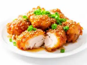 sticky sesame garlic chicken - featured image