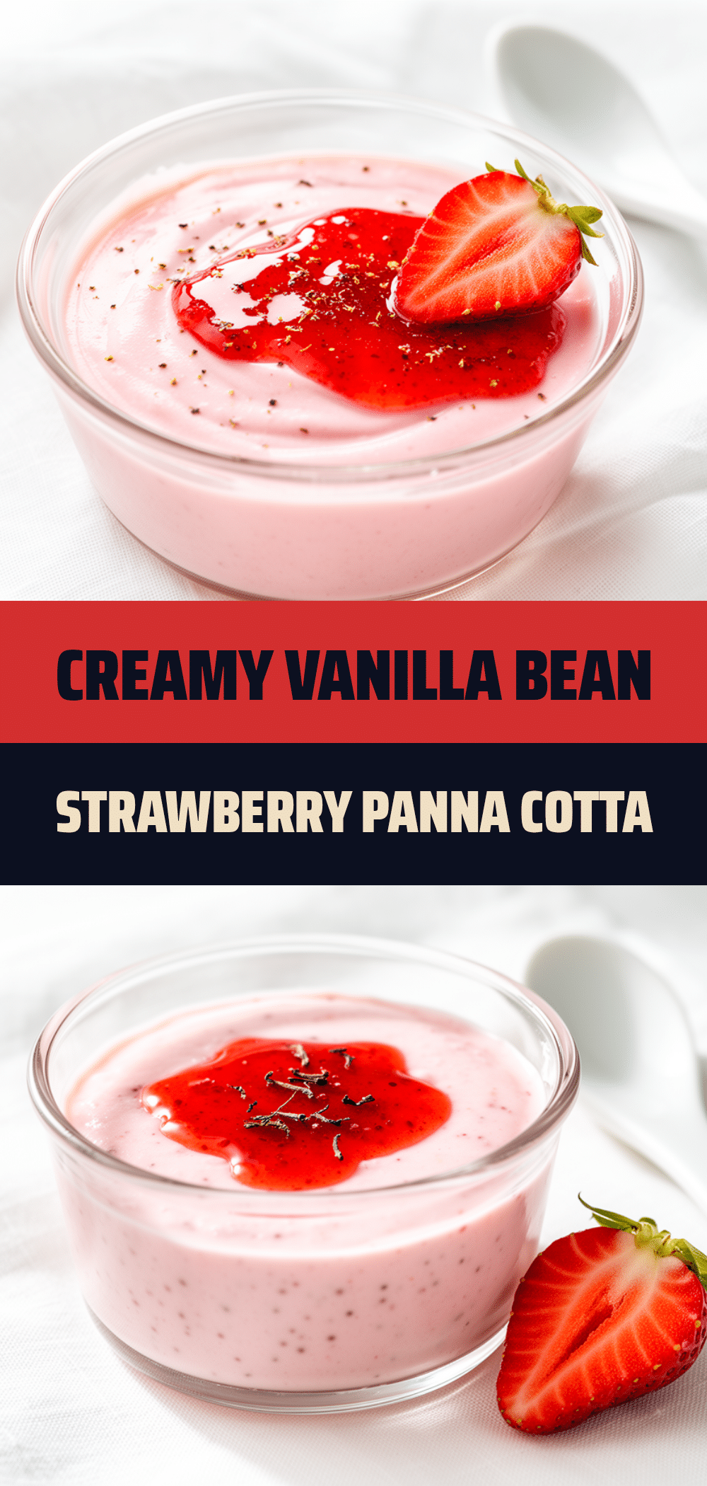 Strawberry Panna Cotta with Vanilla Bean Easy 5-Minute Weeknight Dessert 5 Strawberry Panna Cotta with Vanilla Bean recipe