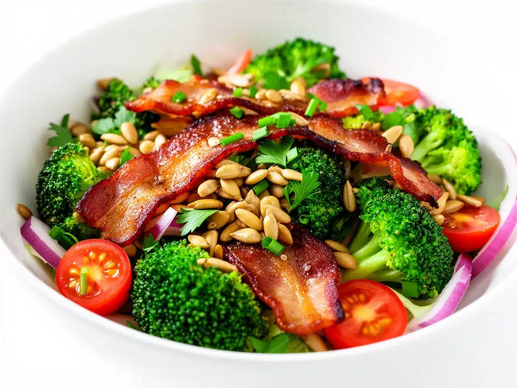 Tangy Broccoli Bacon Salad Recipe Easy Healthy Weeknight Dinner 4 tangy broccoli bacon salad preparation steps