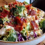 creamy broccoli bacon ranch salad - featured image