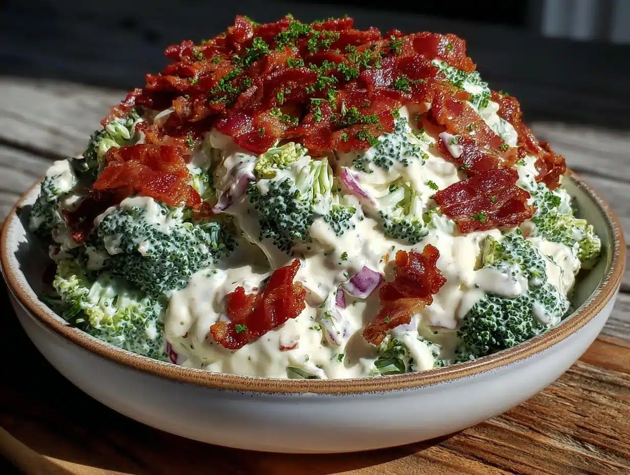 Creamy Broccoli Bacon Ranch Salad: 5pm Dinner Hack 4 creamy broccoli bacon ranch salad preparation steps