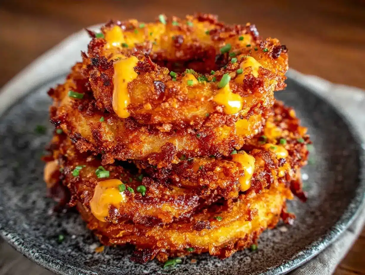 Game Day Crispy Onion Ring Tower: 5-Ingredient Easy Appetizer 4 Crispy Onion Ring Tower preparation steps