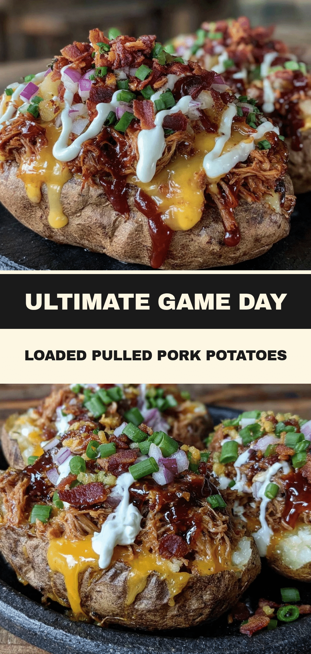 Game Day Loaded Pulled Pork Baked Potatoes: Easy 5pm Dinner 5 game day loaded pulled pork baked potatoes recipe