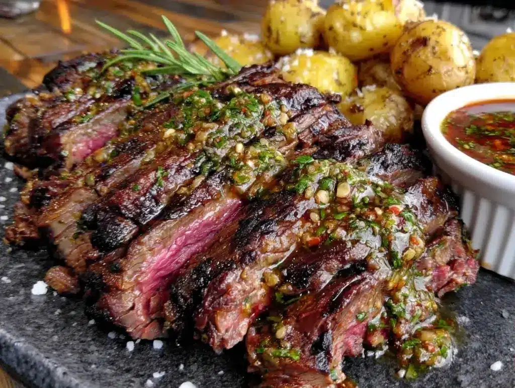 Home 2 grilled flank steak with chimichurri - featured image