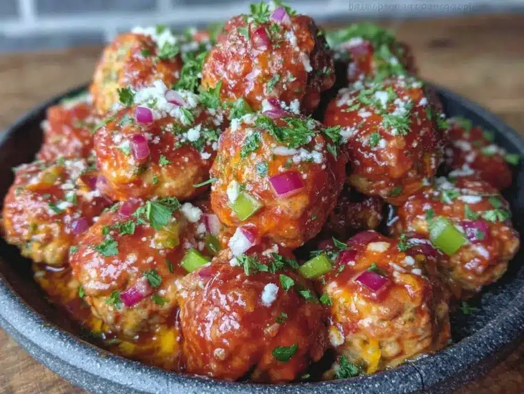 slow cooker buffalo chicken meatballs - featured image
