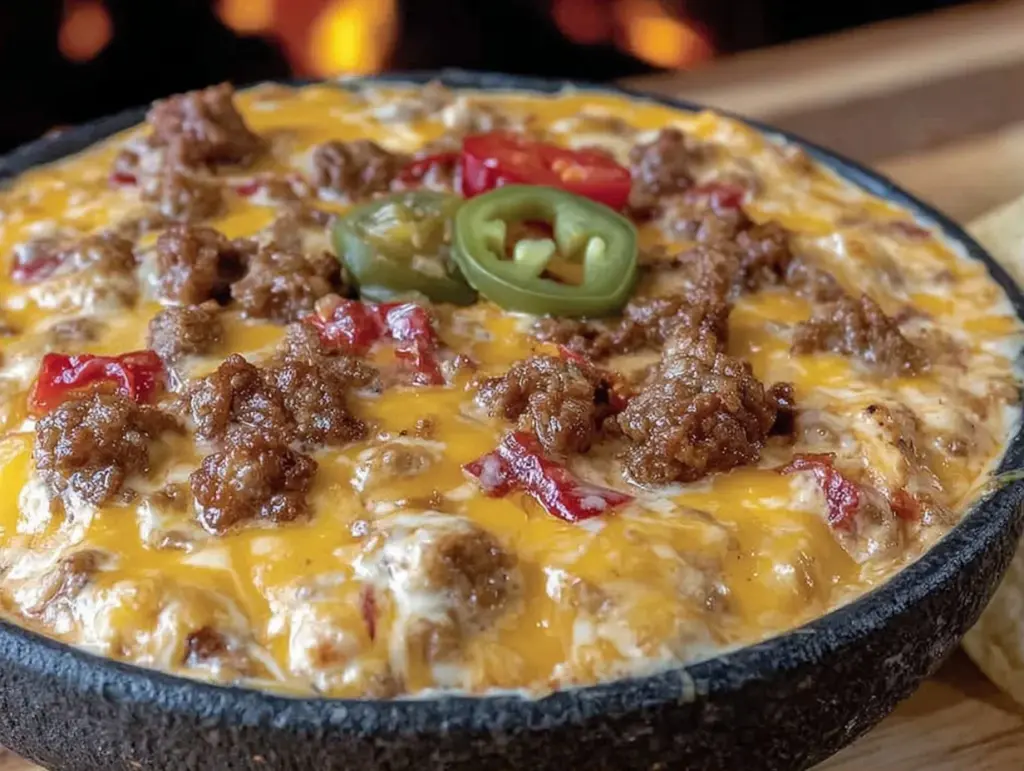 smoked queso dip with chorizo - featured image