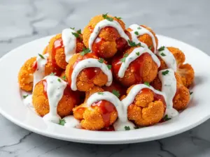 air fryer buffalo cauliflower bites - featured image