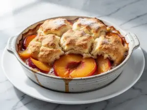 brown sugar peach cobbler - featured image