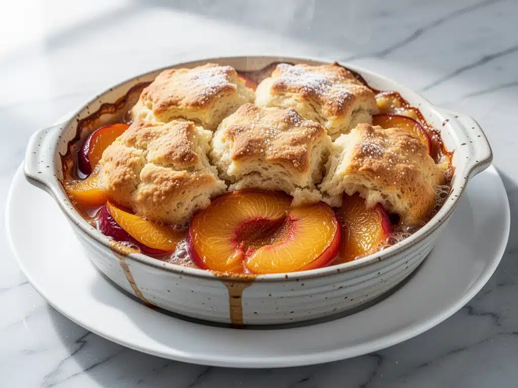 brown sugar peach cobbler - featured image