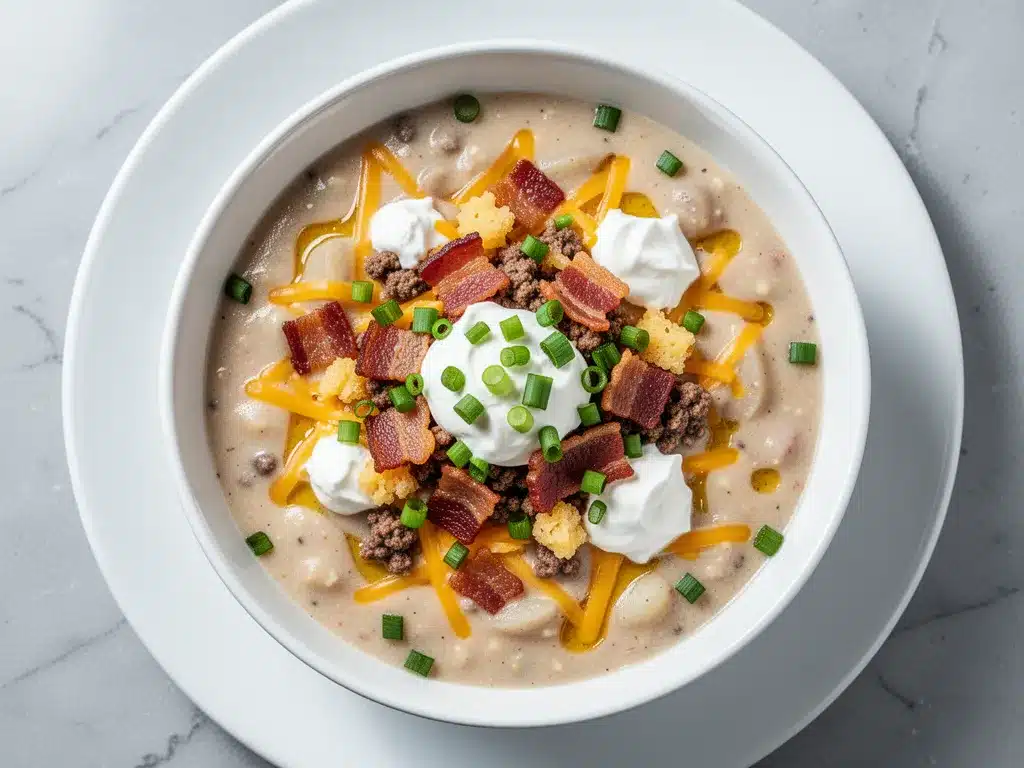 Football Season Loaded Cheeseburger Potato Soup: Easy Family Dinner 4 cheeseburger potato soup preparation steps