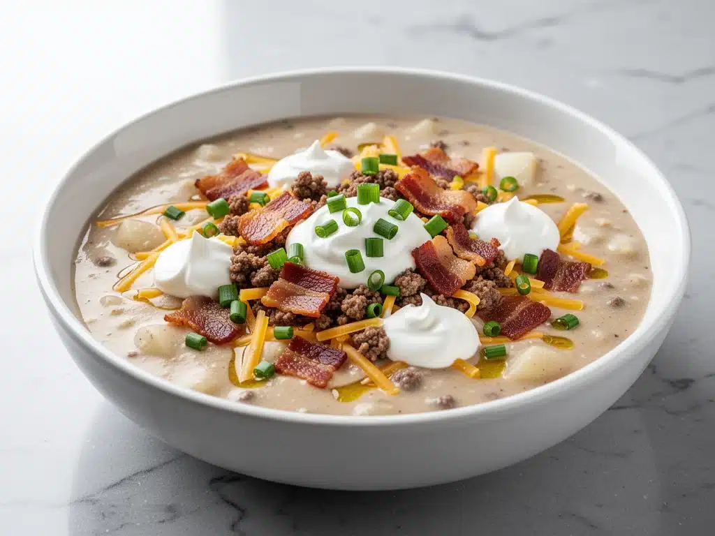 Home 4 cheeseburger potato soup - featured image