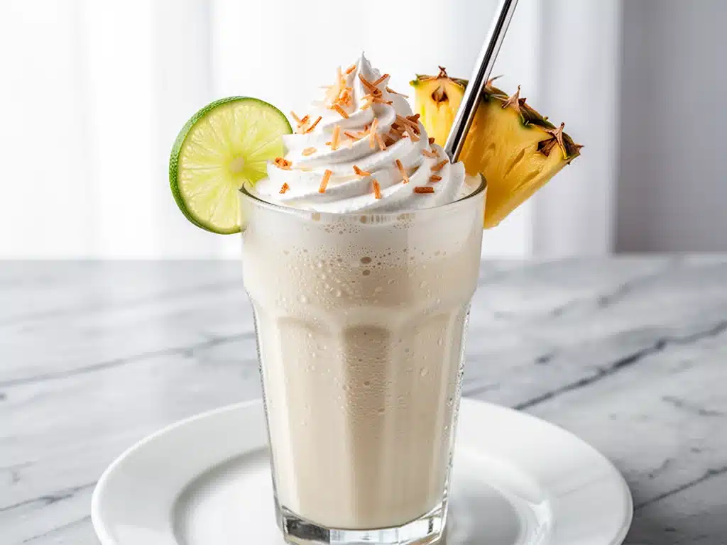 creamy coconut pina colada mocktail - featured image
